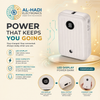 Compact white 10000mAh power bank with digital LED battery percentage display and dual output ports