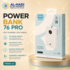 Compact white 10000mAh power bank with digital LED battery percentage display and dual output ports