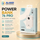Compact white 10000mAh power bank with digital LED battery percentage display and dual output ports