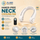 White hands-free neck cooling fan with 360 degree surround air outlets, simple one-button operation, and 3 wind modes