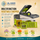 16 piece green multifunction vegetable chopper set with stainless steel blade inserts, collection container, drain basket, and peeler