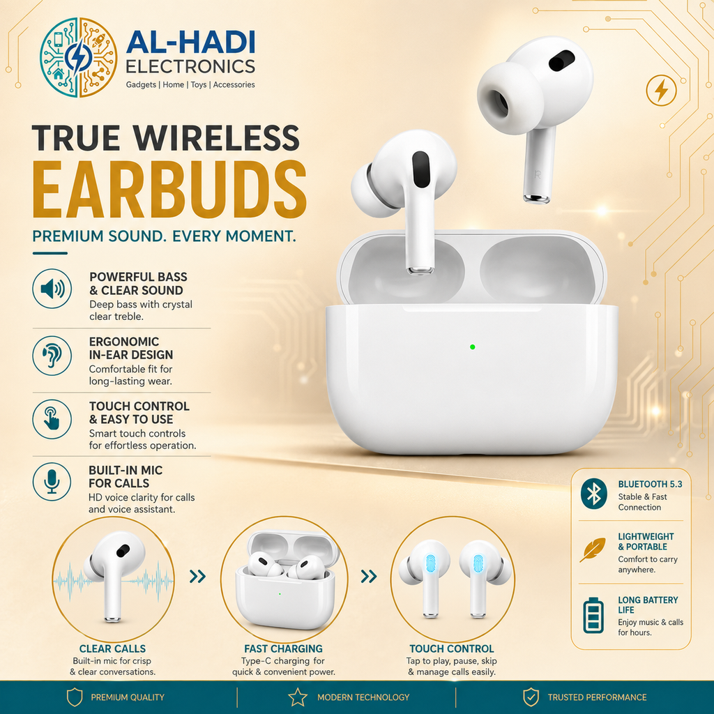 White true wireless earbuds inside and outside portable charging case  