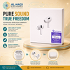White true wireless earbuds inside and outside portable charging case  